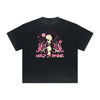 Vintage-Washed Frayed-Hem Graffiti Tee