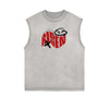 Frayed-Hem Street Art Graffiti Tank Top