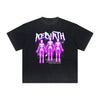 Vintage-Washed Frayed-Hem Graffiti Tee