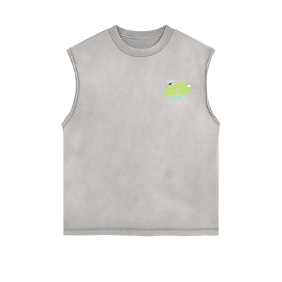 Distressed Graffiti Font Sleeveless Tee