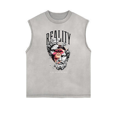 Frayed Edge Abstract Graphic Tank Top