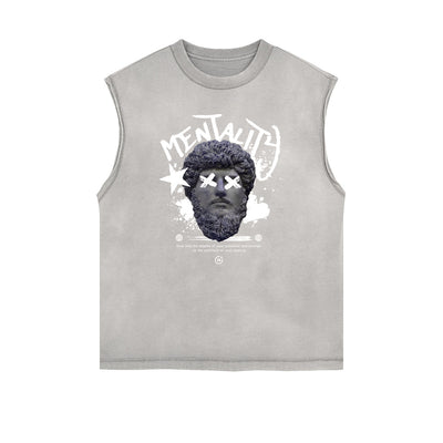 Frayed Edge Abstract Graphic Tank Top