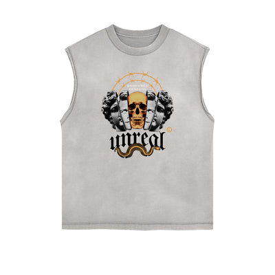 Frayed Edge Abstract Graphic Tank Top