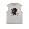 Frayed Edge Abstract Graphic Tank Top