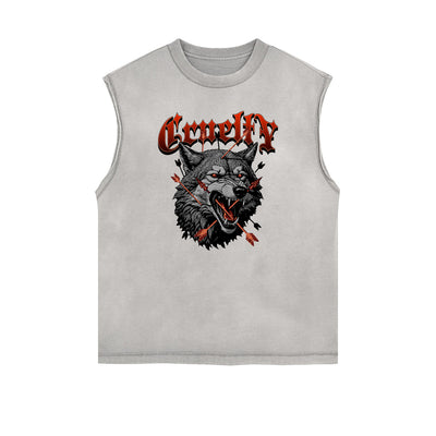 Frayed Edge Abstract Graphic Tank Top