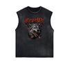 Distressed Sleeveless Abstract Graphic Tee