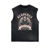 Distressed Sleeveless Guardian Pattern Tee
