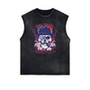 Distressed Sleeveless Guardian Pattern Tee