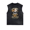 Distressed Sleeveless Guardian Pattern Tee