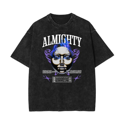 Stone Wash Mask Pattern T Shirt