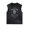 Distressed Sleeveless Mask Pattern Tee