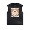 Distressed Sleeveless Mask Pattern Tee