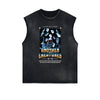 Distressed Sleeveless Mask Pattern Tee