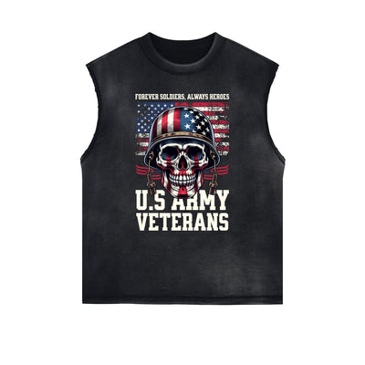 Frayed Edge American Skull Graphic Tank Top