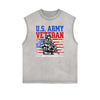 Distressed Sleeveless American Skull Pattern Tee