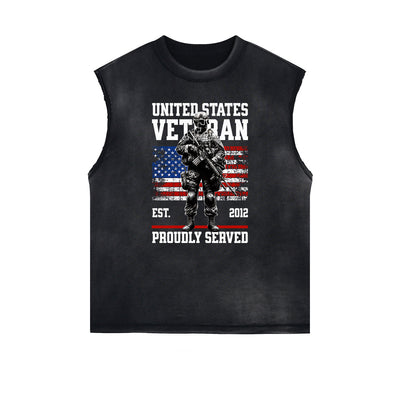 Frayed Edge American Skull Graphic Tank Top