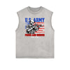 Distressed Sleeveless American Skull Pattern Tee