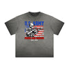 Thick Faded American Skull Graphic T Shirt