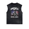 Frayed Edge American Skull Graphic Tank Top