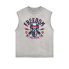 Distressed Sleeveless American Skull Pattern Tee