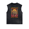 Distressed Sleeveless Wolf Pattern Tee