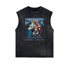 Distressed Sleeveless Wolf Pattern Tee