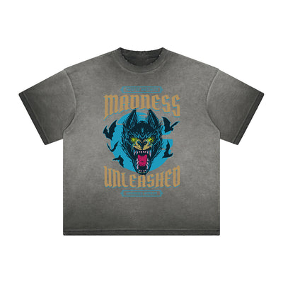 Heavy Fade Wolf Graphic T Shirt