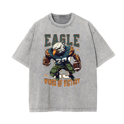 Stone-Washed Sports Graphic Print T-Shirt