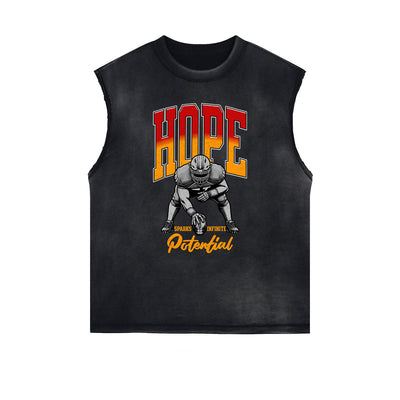 Distressed Sports Graphic Sleeveless Shirt
