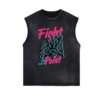 Distressed Sports Graphic Sleeveless Shirt