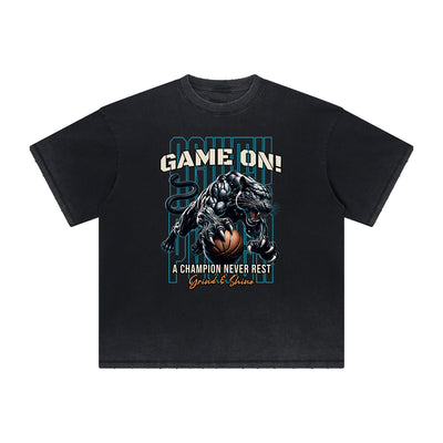 Heavy Fade Basketball Print T-Shirt