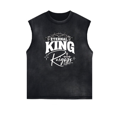 Distressed Bold Typography Sleeveless Tee