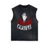 Distressed Bold Typography Sleeveless Tee