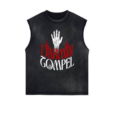 Distressed Bold Typography Sleeveless Tee