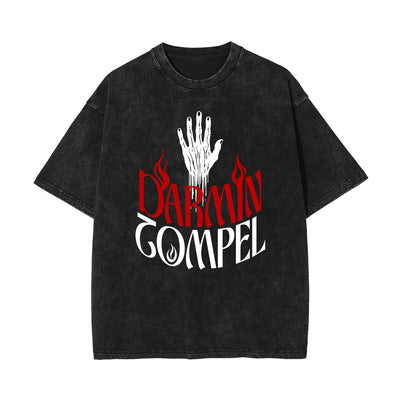 Stone-Washed Bold Typography Crewneck Tee