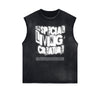 Distressed Bold Typography Sleeveless Tee