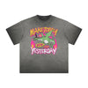 Vintage-Style Frayed Typography Tee