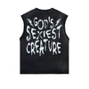 Distressed Bold Typography Sleeveless Tee