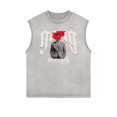 Frayed Edge Mystery Mask Graphic Tank Top