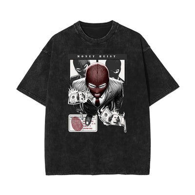 Stone Wash Mystery Mask Graphic T-Shirt