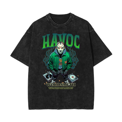 Stone Wash Mystery Mask Graphic T-Shirt