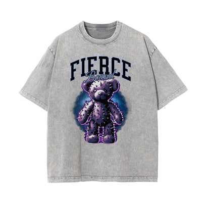 Stone Wash Creepy Bear Graphic T-Shirt