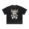 Heavy Faded Creepy Bear Graphic T Shirt
