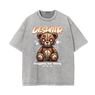 Stone Wash Creepy Bear Graphic T-Shirt