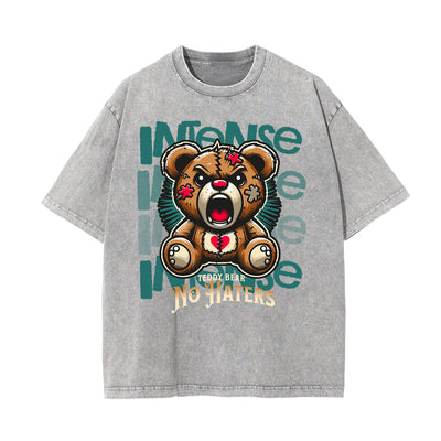 Stone Wash Creepy Bear Graphic T-Shirt
