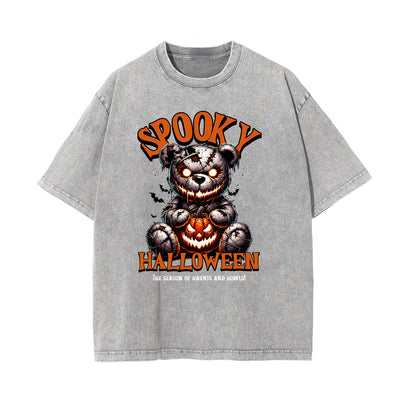 Stone Wash Creepy Bear Graphic T-Shirt