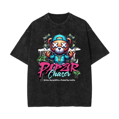 Washed Creepy Bear Graphic Cotton Tee