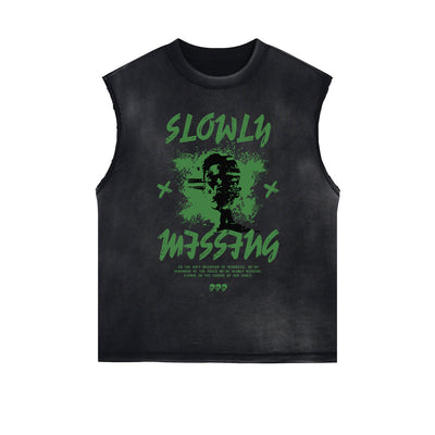 Sleeveless Distressed Dark Aesthetic Tee