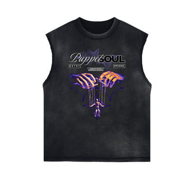 Sleeveless Distressed Dark Aesthetic Tee