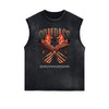 Sleeveless Distressed Dark Aesthetic Tee
